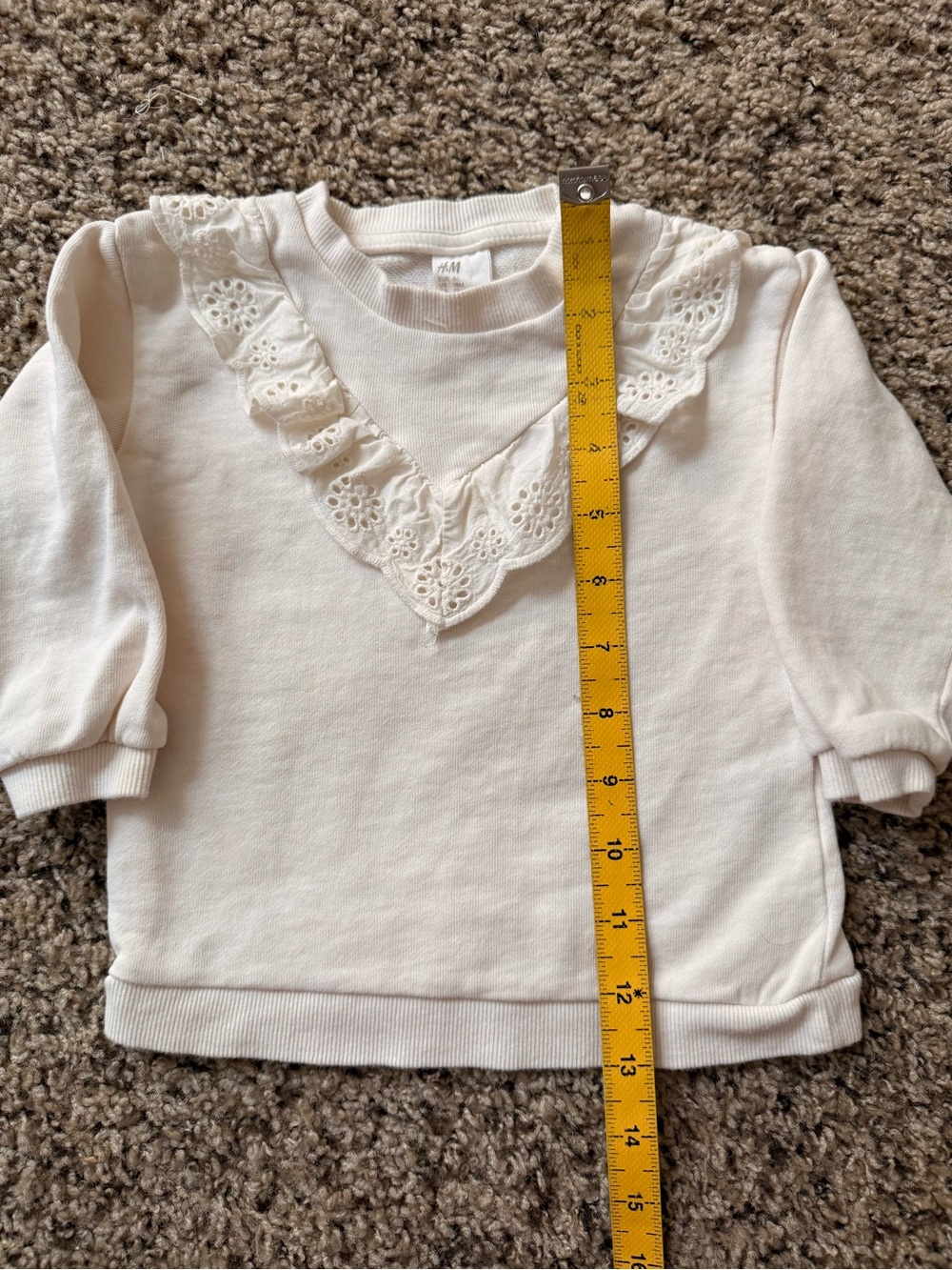 H&M Cream Ruffle-Trim Sweatshirt Top - Picture 2 of 3